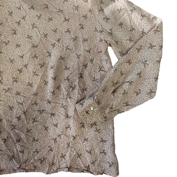 Vintage TJW Pink Gray Confetti Turtle Neck Button Back Long Sleeve Blouse Top - Picture 7 of 14